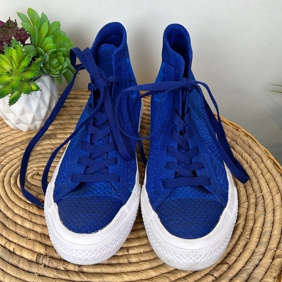Converse Flyknit High Top Chuck Taylor All Stars Blue 8 - Picture 3 of 10